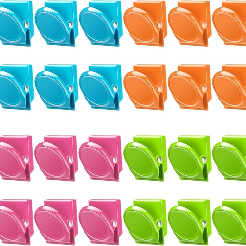 Magnetic Clips, 24 Pieces Magnetic Metal Chip Clips Fridge Magnets Refrigerator